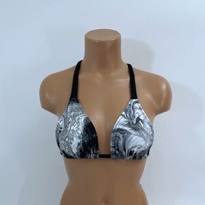 Black and white tie dye criss cross bikini top